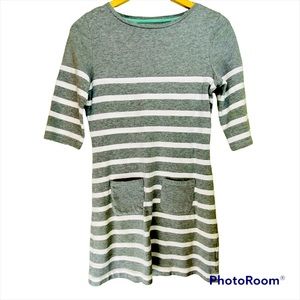 BODEN Striped Shift Dress Sz‎ Small Gray White Casual Pockets Pullover Shirt